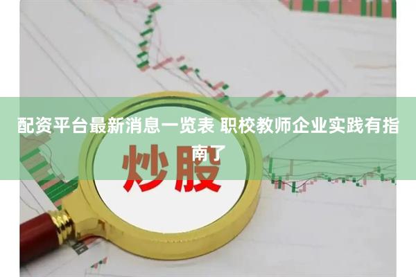 配资平台最新消息一览表 职校教师企业实践有指南了